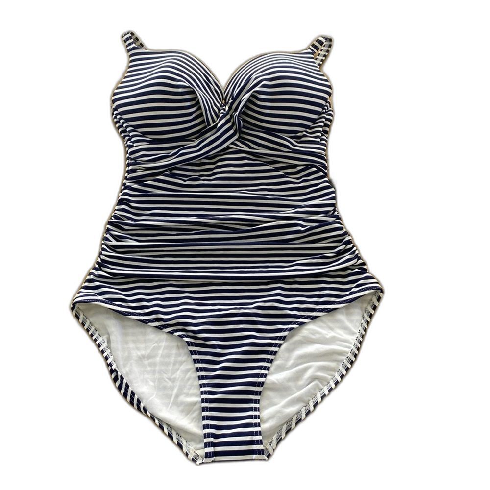 NWT Striped Navy One Piece Swimsuit Sz 6 D/DD NWT